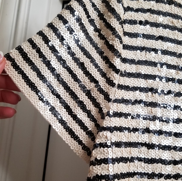 J crew black and white striped sequin top - Picture 5 of 6